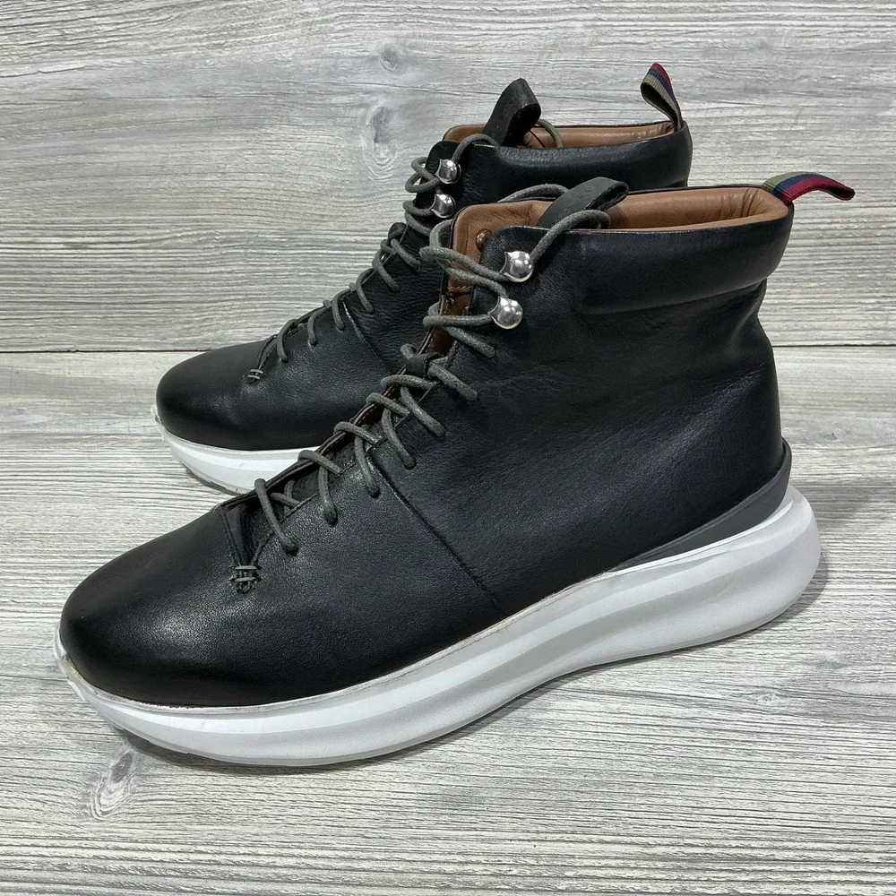 Thomas & Vine Black Leather Gentleman's Lace Up Extra Light Casual Boots Size 10